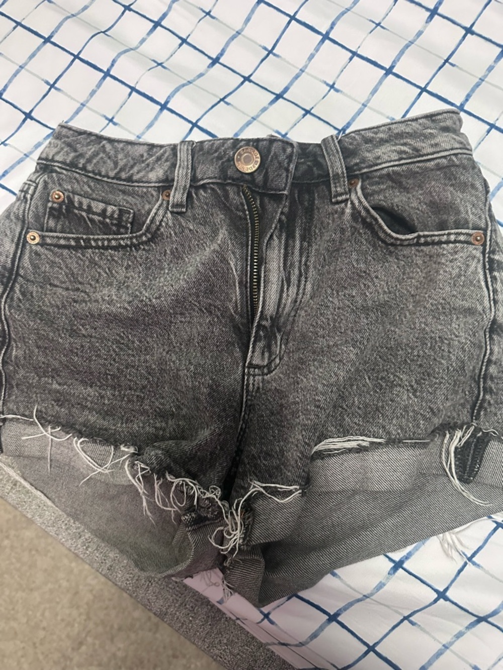 Garage Black Acid-Wash Denim Cutoff Shorts
